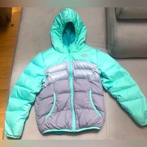 North face reversible goose down girls puffer perfect for snow/ski adorable!